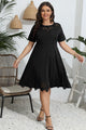 Plus Size Round Neck Openwork Dress Trandify deal