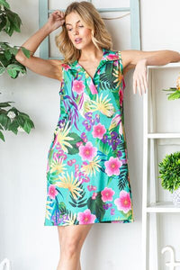 Heimish Floral Johnny Collar Plus Size Dress for Women - Boho Summer Outfit - US Sizes 12-24 - Trandifydeal