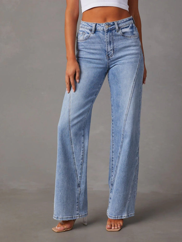 High Waist Straight Jeans with Pockets Trandify deal