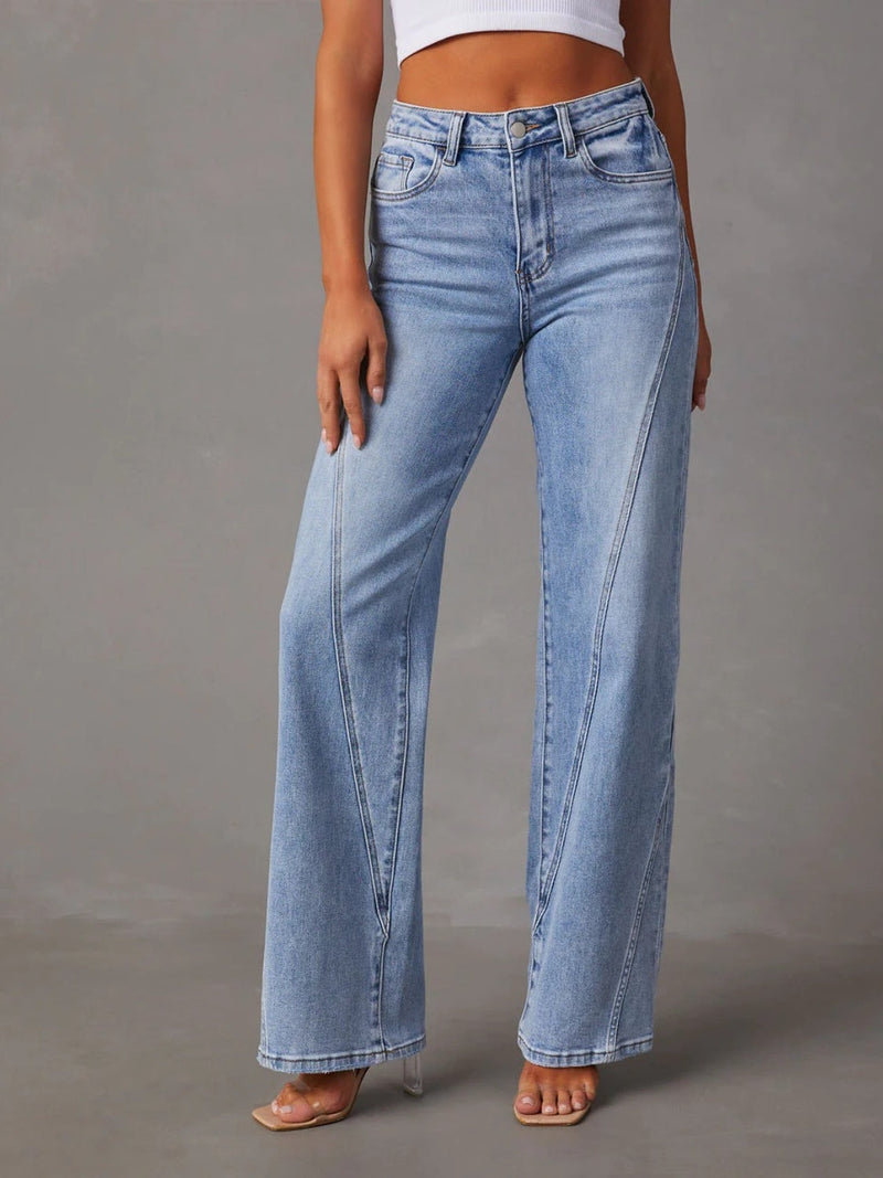 High Waist Straight Jeans with Pockets Trandify deal