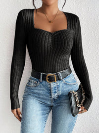 Honey Ribbed Long Sleeve T-Shirt Trandify Deal