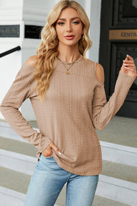 Round Neck Cold Shoulder T-Shirt Trandify deal