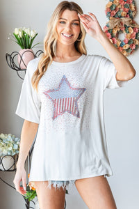 Heimish Full Size Star Patch Short Sleeve T-Shirt Trandify deal