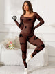 Scoop Neck Long Sleeve Active Jumpsuit for Women – Trendy Workout Outfit | Trandifydeal