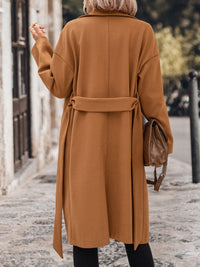 Perfee Dropped Shoulder Tie Waist Coat Trandify Deal