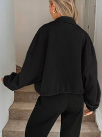 Women's Ribbed Drawstring Jacket - Casual Long Sleeve Zip-Up