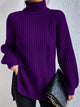 Plus Size Turtleneck Sweater - Ribbed Long Sleeve Top