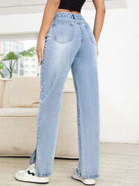 Trendy Distressed Slit Straight Leg Jeans for Women – TrandifyDeal