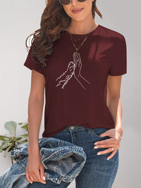 Graphic Round Neck Short Sleeve T-Shirt Trandify deal