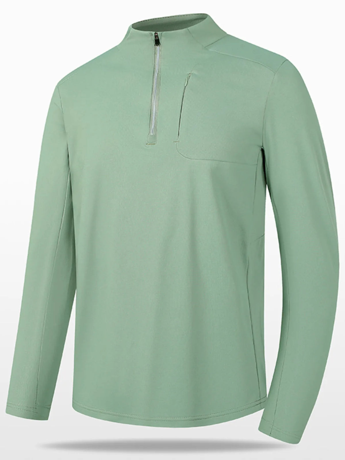 Men’s Plus Size Quarter-Zip Active Shirt – Gray Moisture-Wicking Long Sleeve T-Shirt for Gym & Casual Wear