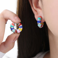 Titanium Steel Enamel Hoop Earrings Trandify deal