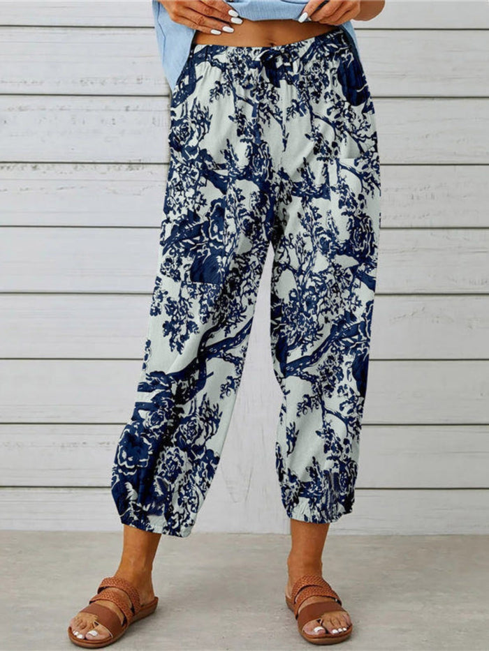 Printed Tied Cropped Pants Trandify deal