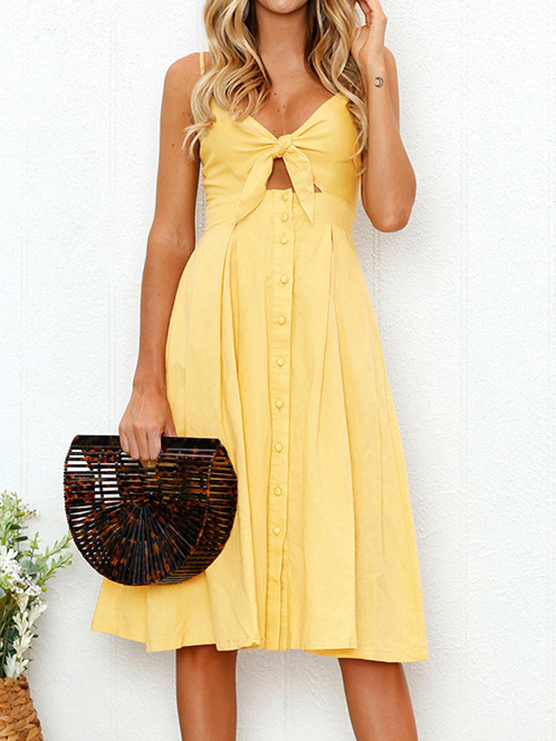 Cutout Smocked Sweetheart Neck Cami Dress Trandify deal