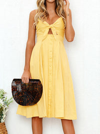 Cutout Smocked Sweetheart Neck Cami Dress Trandify deal