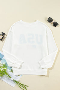 US Flag Corded Long Sleeve Sweatshirt Trandify Deal