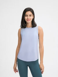 Women’s Cutout Back Active Tank Top – Cropped Yoga Tee for Workouts