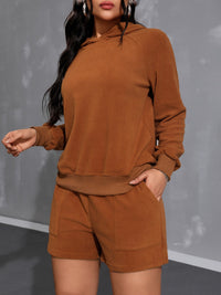 Long Sleeve Hoodie and Pocketed Shorts Set Trandify Deal