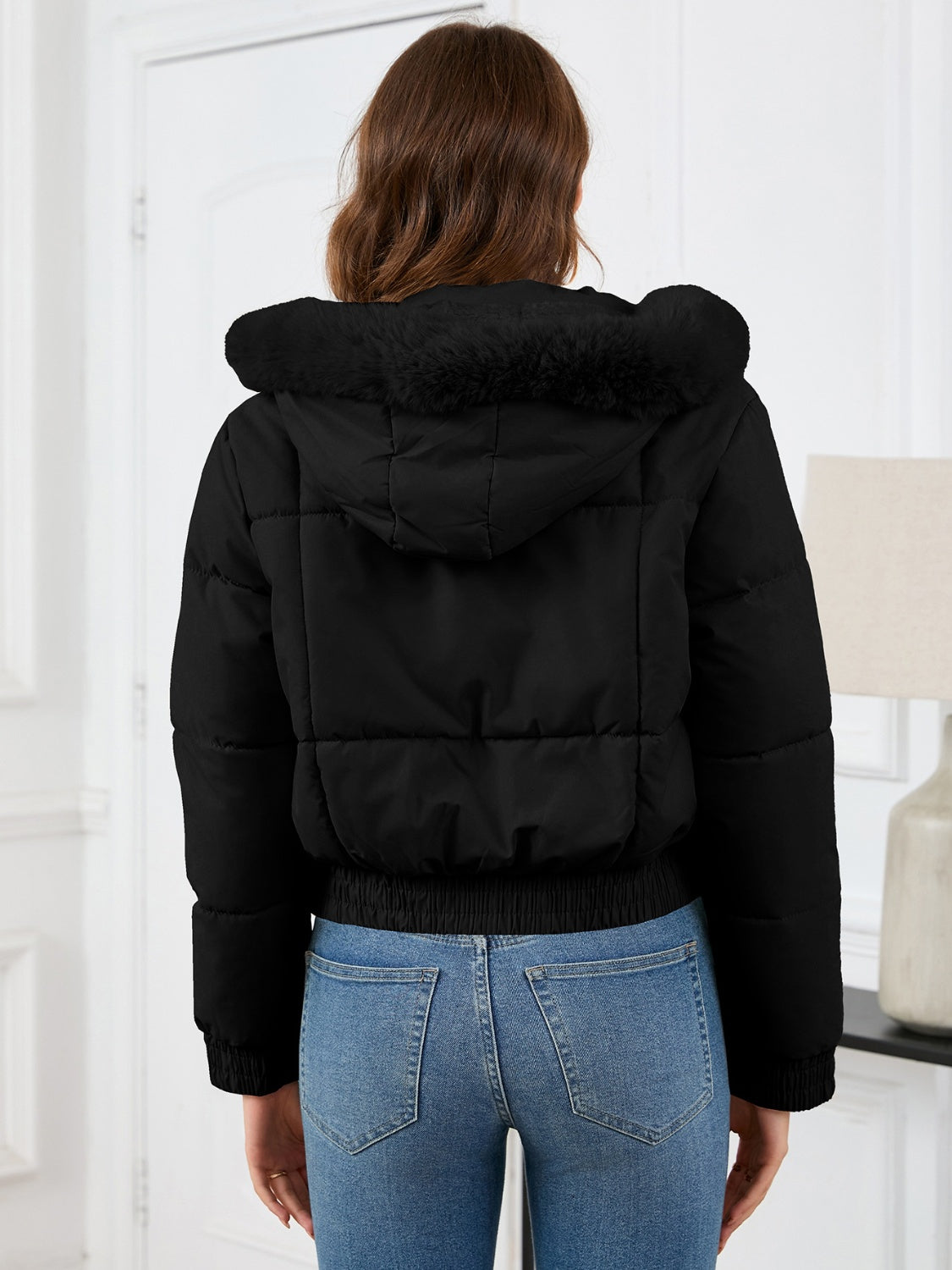 Pocketed Long Sleeve Cropped Hooded Winter Coat Trandify Deal