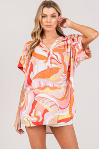 SAGE + FIG Abstract Print Half Button Blouse Trandify deal