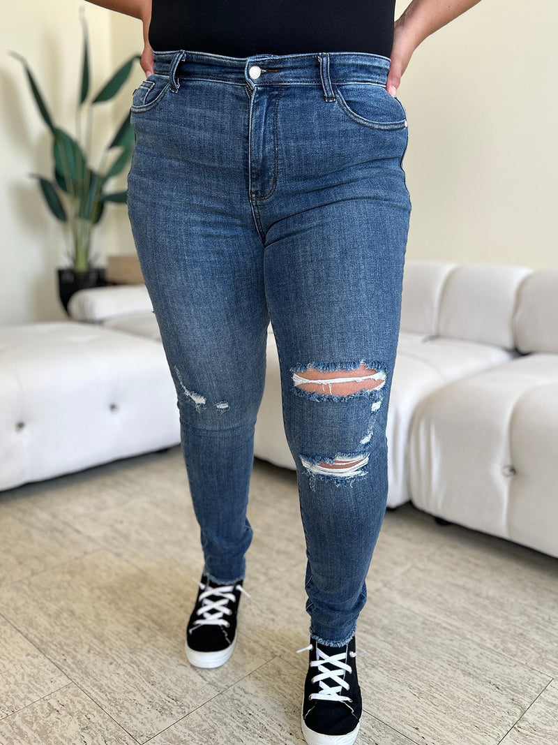 Judy Blue Full Size  High Waist Distressed Skinny Jeans Trandify deal