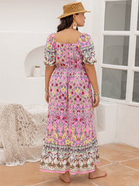 Plus Size Printed Square Neck Ruffle Hem Dress Trandify deal