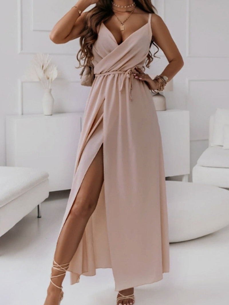 Honey Tied Surplice Sleeveless Midi Cami Dress Trandify deal