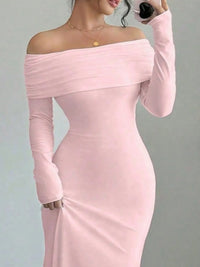 Sexy off-shoulder long sleeve bodycon maxi dress for women, perfect for night out and date nights