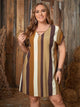 Plus Size Striped Short Sleeve Mini Dress Trandify deal
