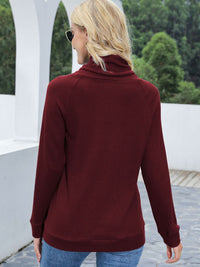 Drawstring Mock Neck Raglan Sleeve T-Shirt Trandify deal