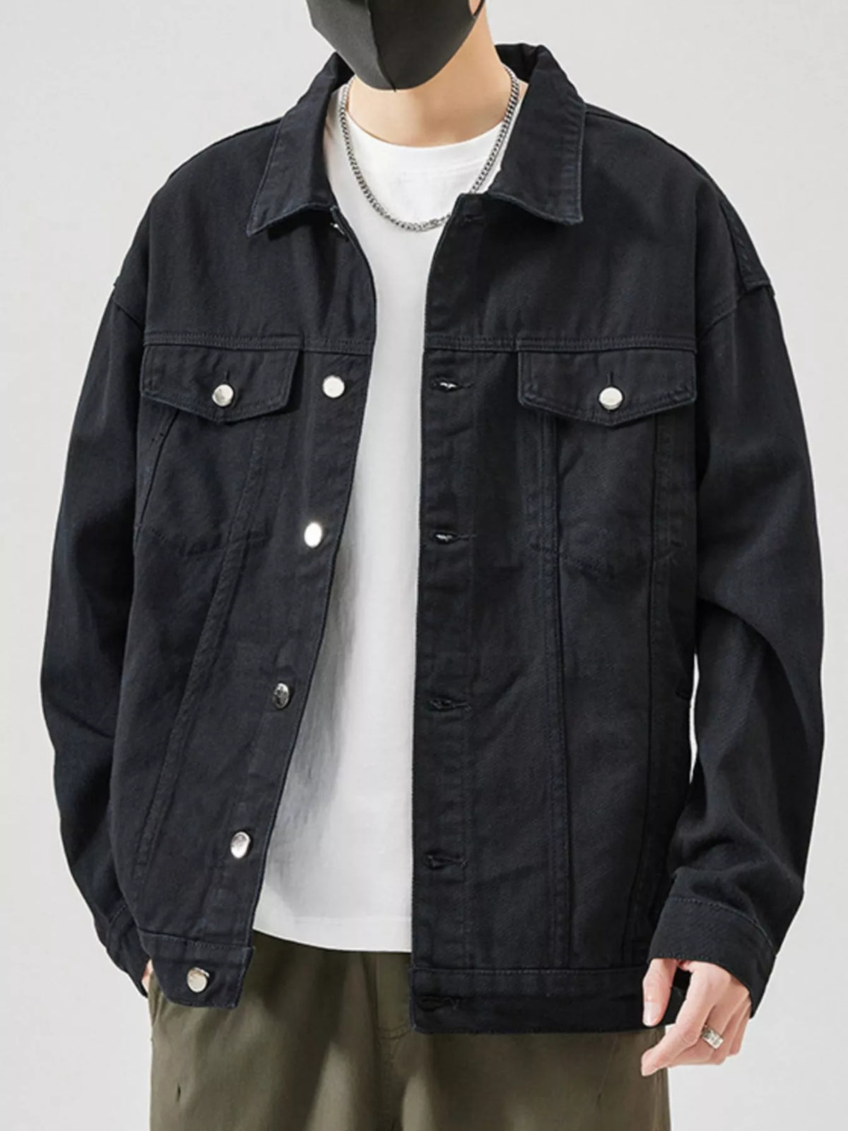 Plus Size Denim Jacket for Men, Classic Fit Button-Up