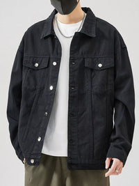 Plus Size Denim Jacket for Men, Classic Fit Button-Up