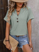 Mandy Eyelet Notched Short Sleeve T-Shirt Trandify deal
