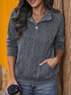 Perfee Textured Quarter Snap Long Sleeve Sweatshirt Trandify deal