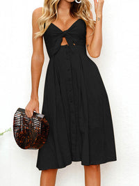 Cutout Smocked Sweetheart Neck Cami Dress Trandify deal