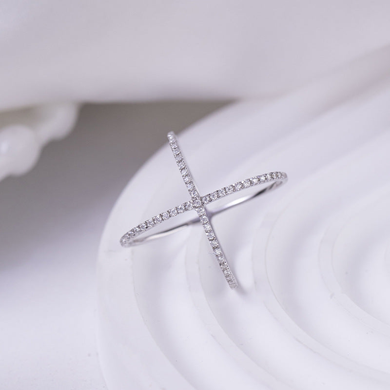925 Sterling Silver Moissanite Crisscross Ring Trandify Deal