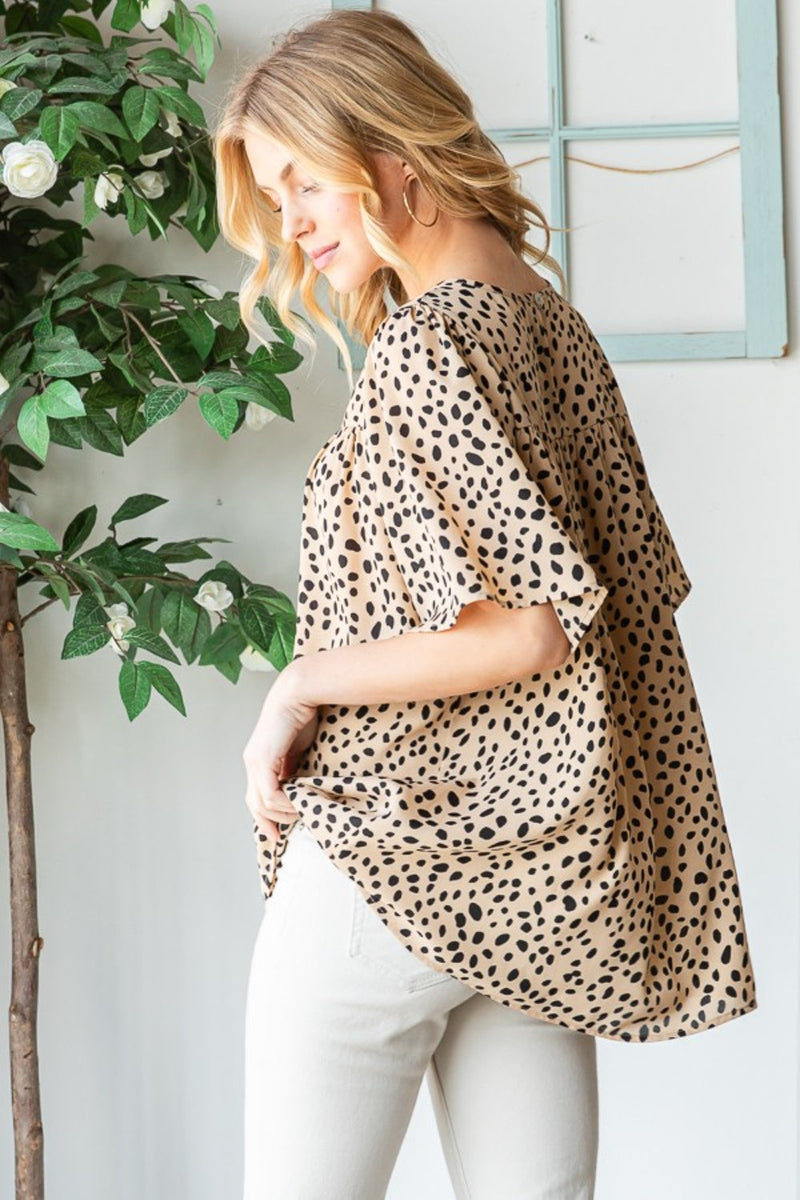 Heimish Full Size Animal Print Flutter Sleeve Blouse Trandify deal
