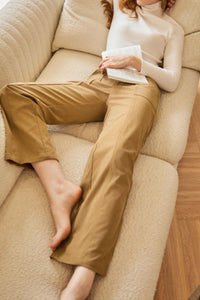 Half Elastic Waist Straight Pants Trandify Deal