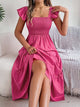 Smocked Square Neck Cap Sleeve Midi Dress Trandify deal