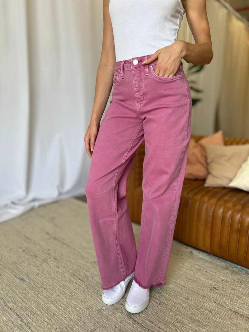 RFM Full Size High Rise Garment Dye Wide Leg  Jeans Trandify Deal
