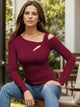 Cutout Asymmetrical Neck Long Sleeve T-Shirt Trandify Deal