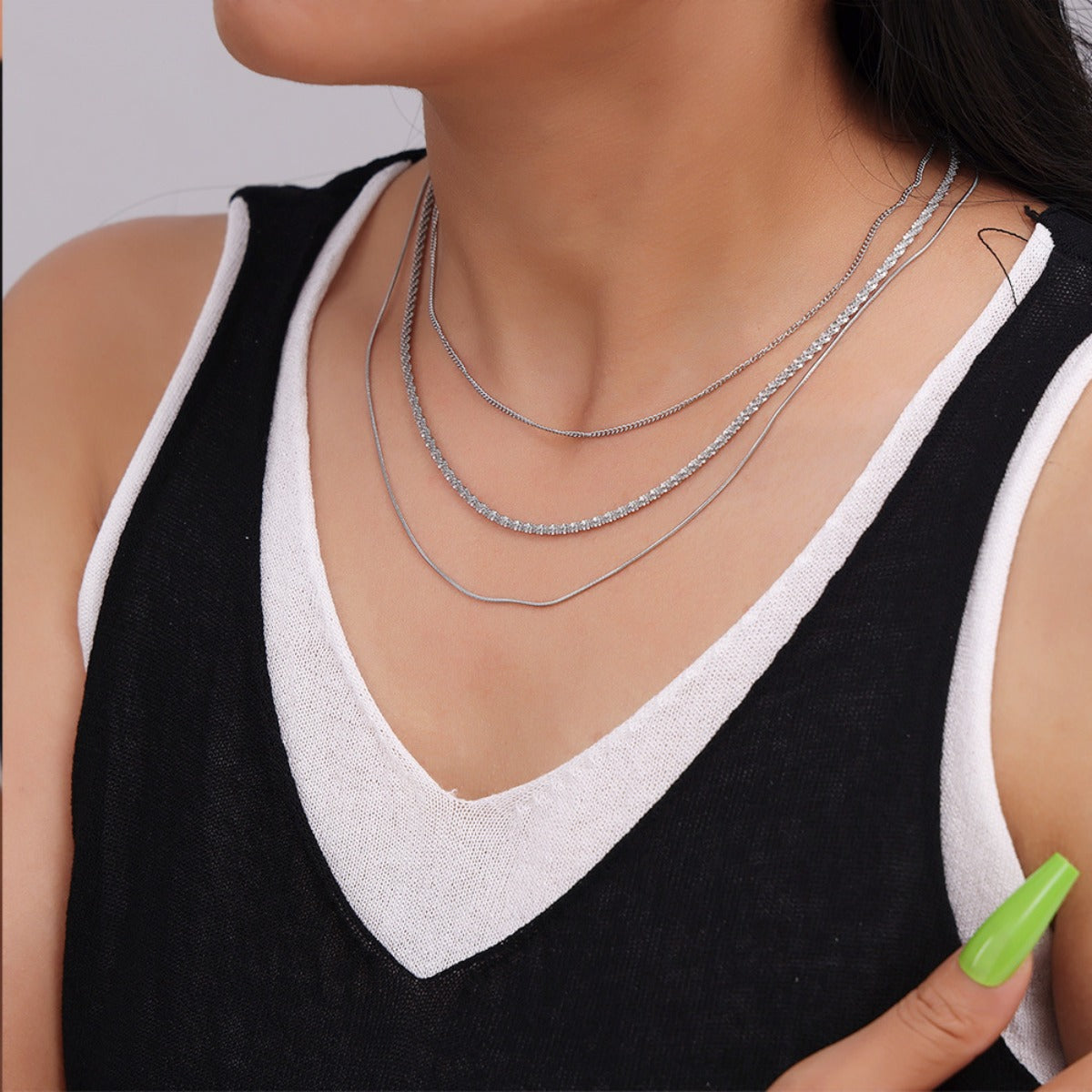 Titanium Steel Three-Layered Necklace Trandify Deal