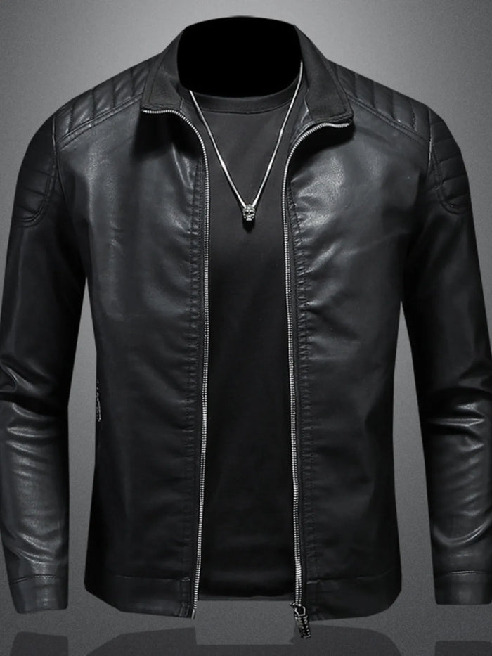 Plus Size Zip Up Jacket for Men - 100% PU