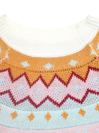 Cozy fall sweater for women in White, soft acrylic knit, long sleeve round neck top.