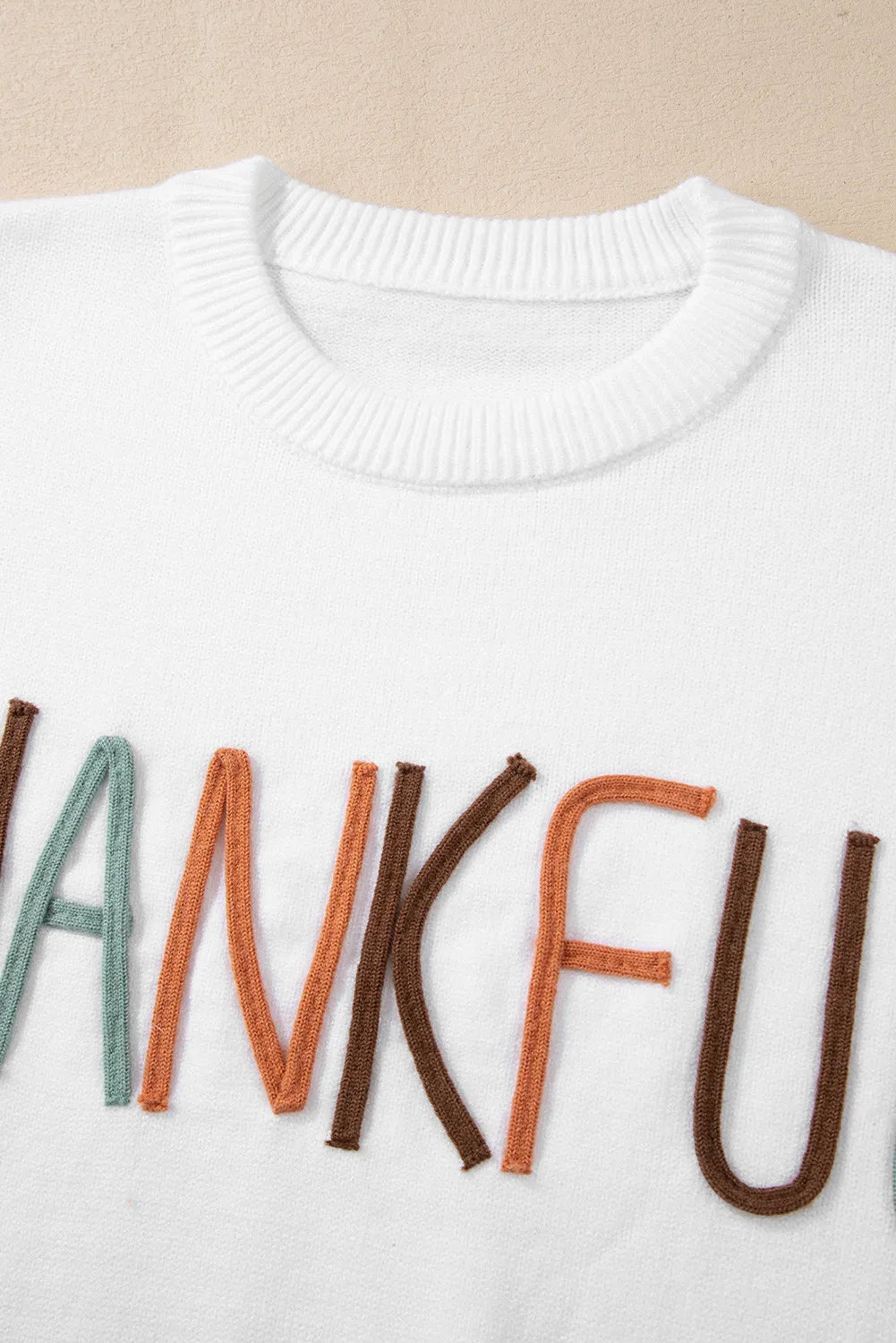 THANKFUL Round Neck Long Sleeve Knit Top Trandify Deal