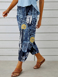 Printed Tied Cropped Pants Trandify deal