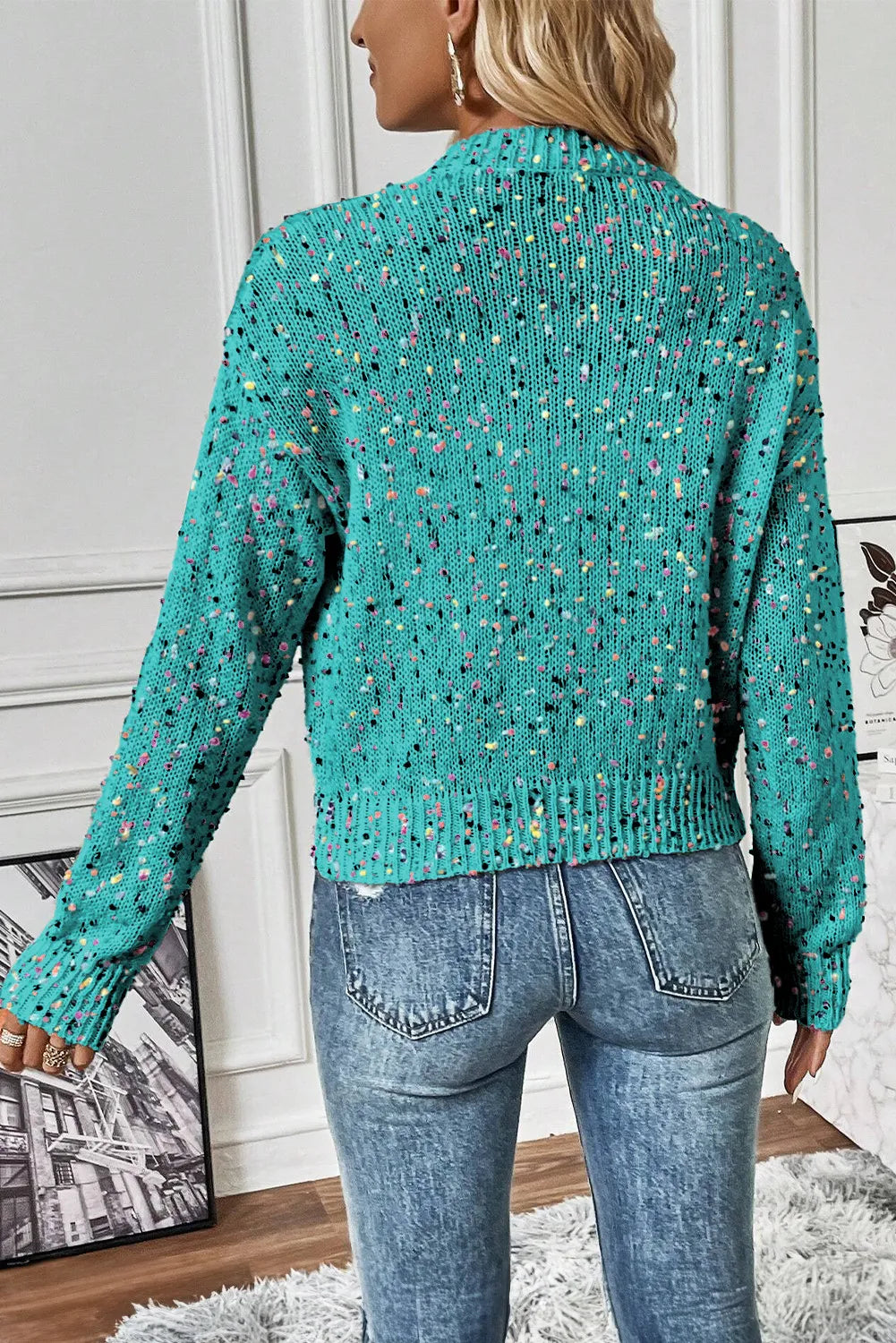 Confetti Button Up Long Sleeve Cardigan - Trandify Deal