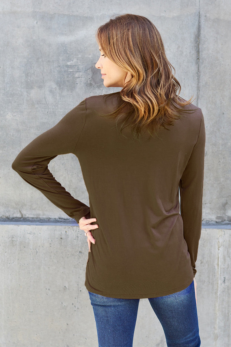Basic Bae Full Size Round Neck Long Sleeve Top Trandify Deal