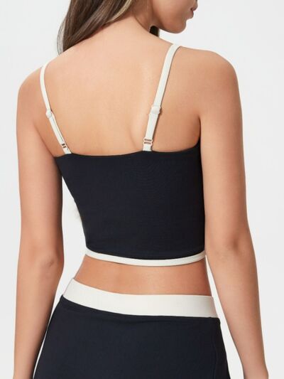 Women’s square neck active cami top with detachable chest pads for workouts and casual wear