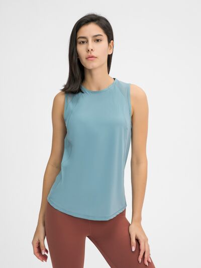 Women’s Cutout Back Active Tank Top – Cropped Yoga Tee for Workouts