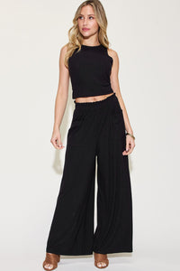 Basic Bae Full Size Ribbed Tank and Wide Leg Pants Set Trandify Deal